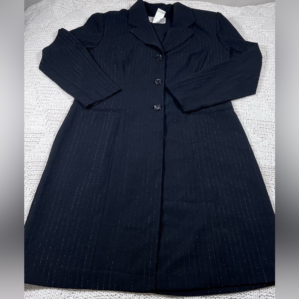 Dani Max Metallic Pinstripe Long Blazer ; Vintage